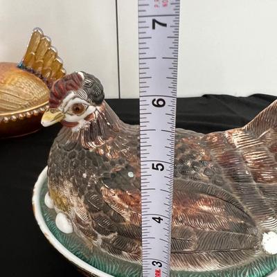 Animal Figurines Lot - Carnival Glass, Wood, Porcelain, Pewter