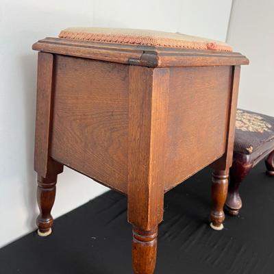 Antique Footstool & Shoeshine Box