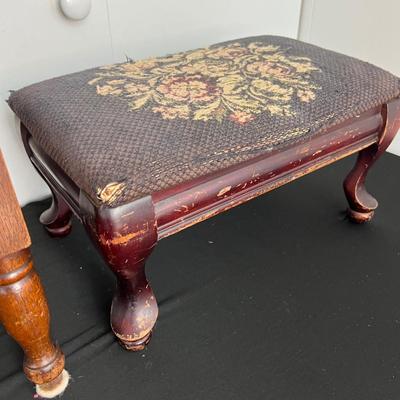Antique Footstool & Shoeshine Box