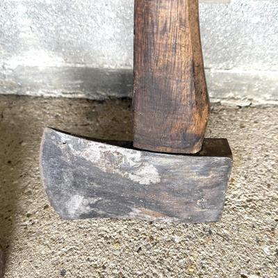 Yard Tool Lot - Shears, Pitch Forks, Axes, Sledge Hammer