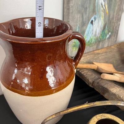 Rustic Decor Lot - Wood, Brass, Ceramic, Vintage