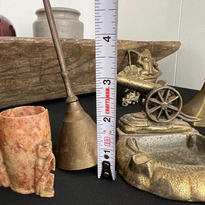 Rustic Decor Lot - Wood, Brass, Ceramic, Vintage