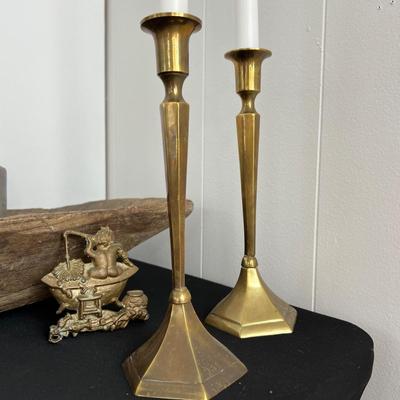 Rustic Decor Lot - Wood, Brass, Ceramic, Vintage