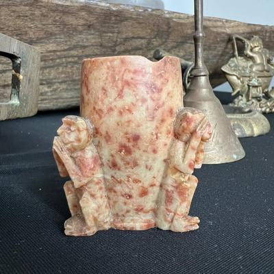 Rustic Decor Lot - Wood, Brass, Ceramic, Vintage