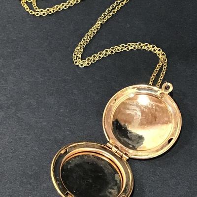 Guilloche Rose locket necklace vintage