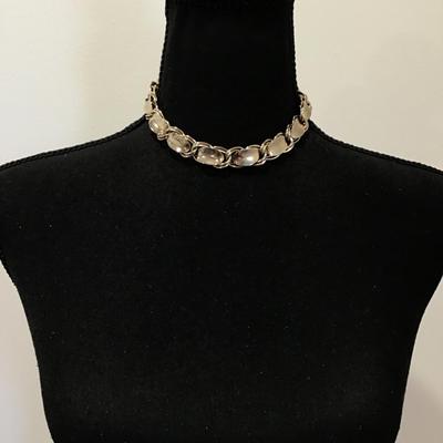 Beautiful gold, toned, choker, necklace, vintage, marked, signed