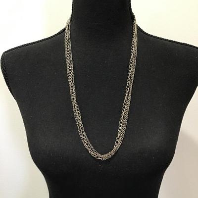 Vintage silver tone Multi strand, chain necklace