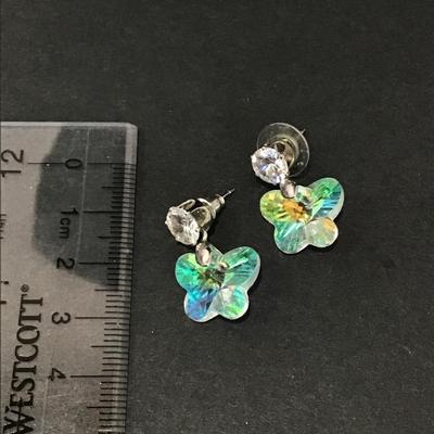 Crystal butterfly studd, dangle earrings