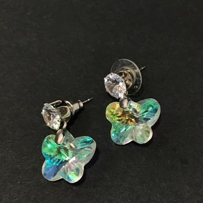 Crystal butterfly studd, dangle earrings