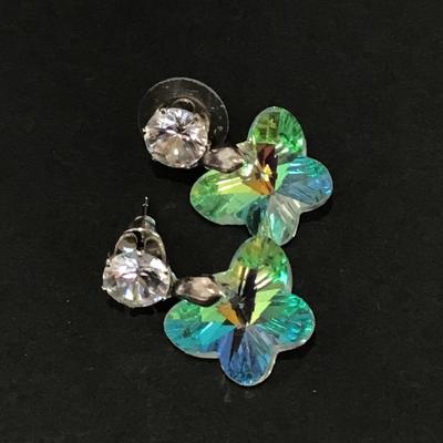 Crystal butterfly studd, dangle earrings