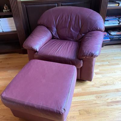 Super comfy leather chair and ottoman