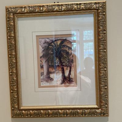 Palm tree and pillar artwork