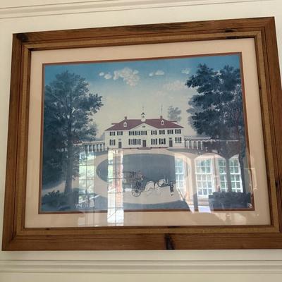Lithograph of Mount Vernon by Michel Delacroix