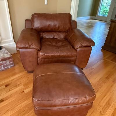 Gorgeous leather chair with ottoman (has matching sofa listed separately)