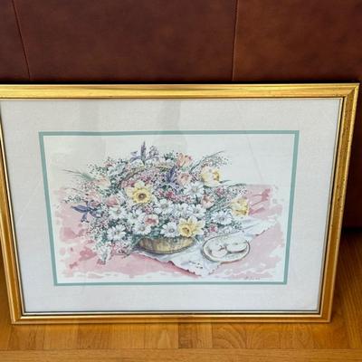 Signed floral artwork