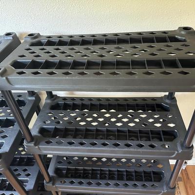 Two 4-Tier Plastic Shelving Units