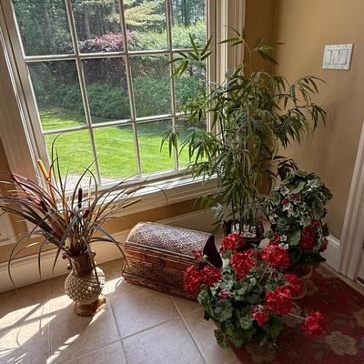 Gorgeous collection of silk flower arrangements and chest