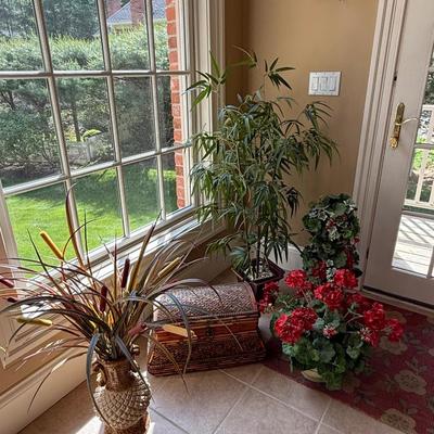 Gorgeous collection of silk flower arrangements and chest