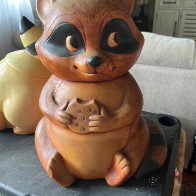 Sale Photo Thumbnail #1: Ceramic vintage raccoon cookie jar