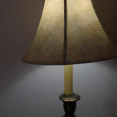 Mid Century Brass Column Table Lamp