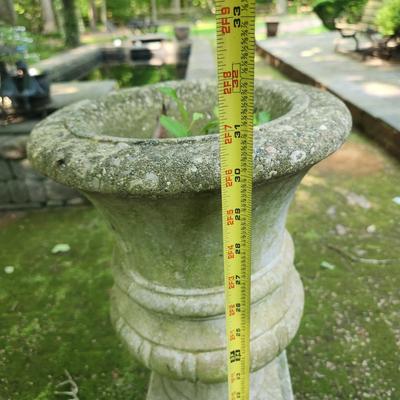 Pair Concrete Urn Planters Vases w Bases