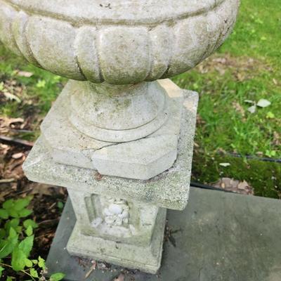 Pair Concrete Urn Planters Vases w Bases