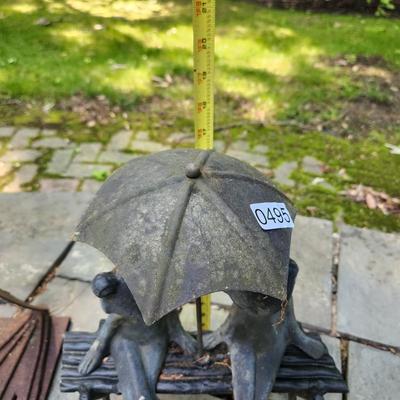 Metal Yard Garden Art Frogs on Bench