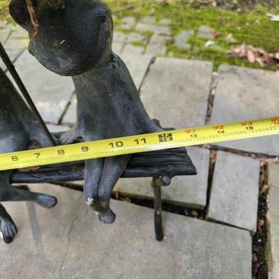 Metal Yard Garden Art Frogs on Bench