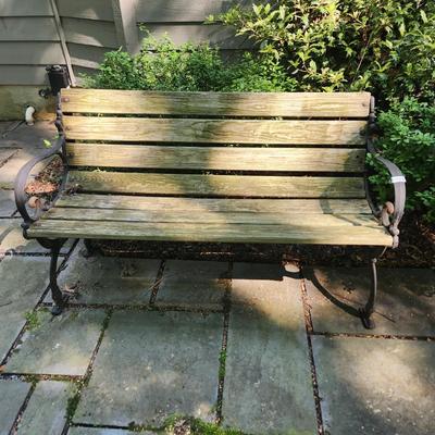 Outdoor Wood & Metal Bench 48" Long