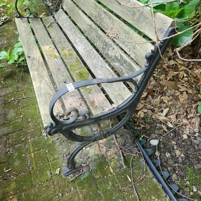 48" Long Wood & Metal Outdoor Garden Bench