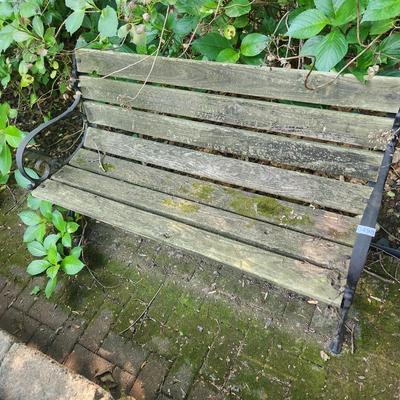 48" Long Wood & Metal Outdoor Garden Bench