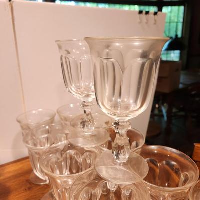 Large Collection of 44 Clear Glass Footed Glassware