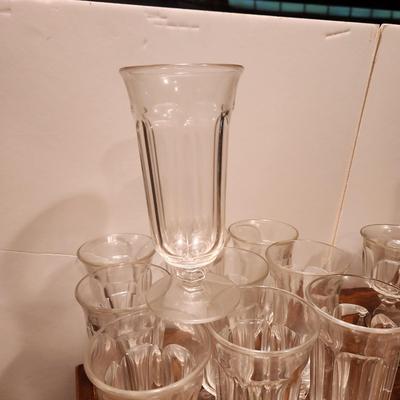 Large Collection of 44 Clear Glass Footed Glassware
