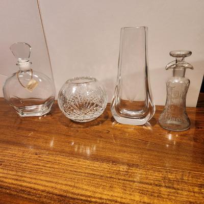 Lot of 4 Decanter Made in Italy ,Wedgwood Bowl, Vase, Vinegar bottle