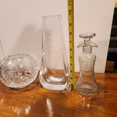 Lot of 4 Decanter Made in Italy ,Wedgwood Bowl, Vase, Vinegar bottle