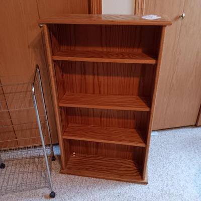 3 DRAWER ORGANIZER, 3 TIER CART ON WHEELS AND A SLENDER BOOKCASE