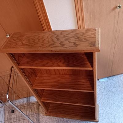 3 DRAWER ORGANIZER, 3 TIER CART ON WHEELS AND A SLENDER BOOKCASE