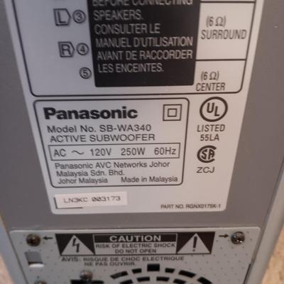 PANASONIC ACTIVE SUBWOOFER, SPEAKER AND 5 DISC HOME THEATRE SOUND SYSTEM