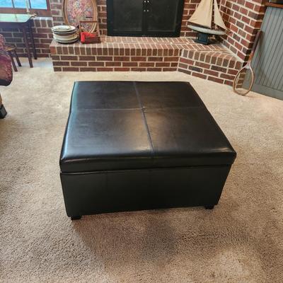 Large Black Ottoman With Storage 35" X35"X19"