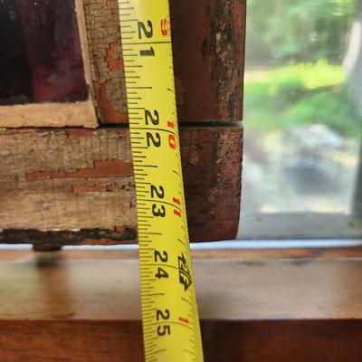 Antique Stained Glass Window Sash 9 Panes