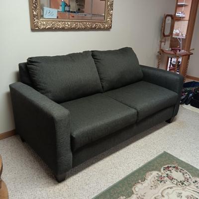 DARK GRAY, GENTLY USED, NEWER HIDE A BED SOFA WITH A TEMPURPEDIC STYLE MATTRESS