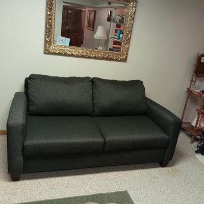 DARK GRAY, GENTLY USED, NEWER HIDE A BED SOFA WITH A TEMPURPEDIC STYLE MATTRESS