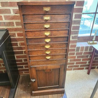 Antique Seed Cabinet 8 Drawers 16"x12"x42"