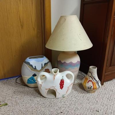 SW THEMED LAMP AND VASES