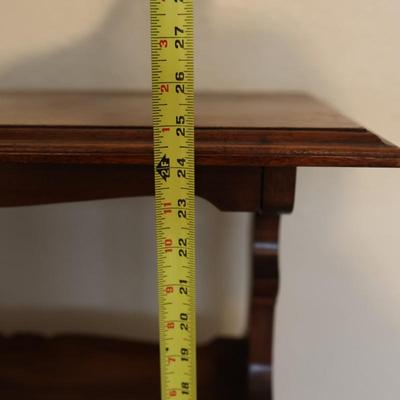 Vintage Handmade Solid Side Table with Book Trough