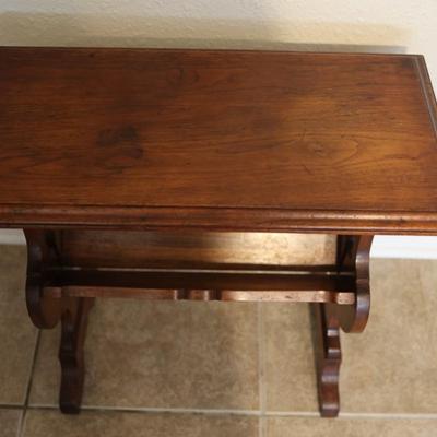 Vintage Handmade Solid Side Table with Book Trough
