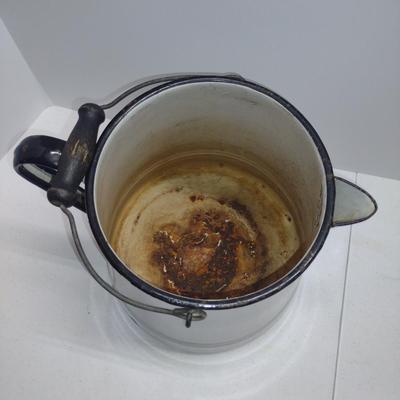 Large Enameled Metal Pitcher- Approx 11" Tall