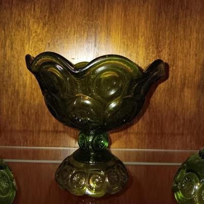 VINTAGE MOON AND STARS CANDLE HOLDERS AND FOOTED BOWL