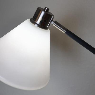 Brushed Nickel and Gray Finish Floor Lamp