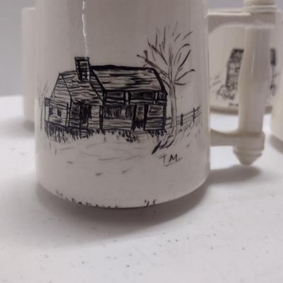 Glazed Ceramic Mugs- Set of Four
